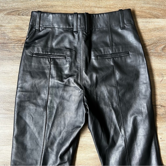 Vince Black Leather High Waisted Pleated Pants Size 4 - Picture 7 of 10